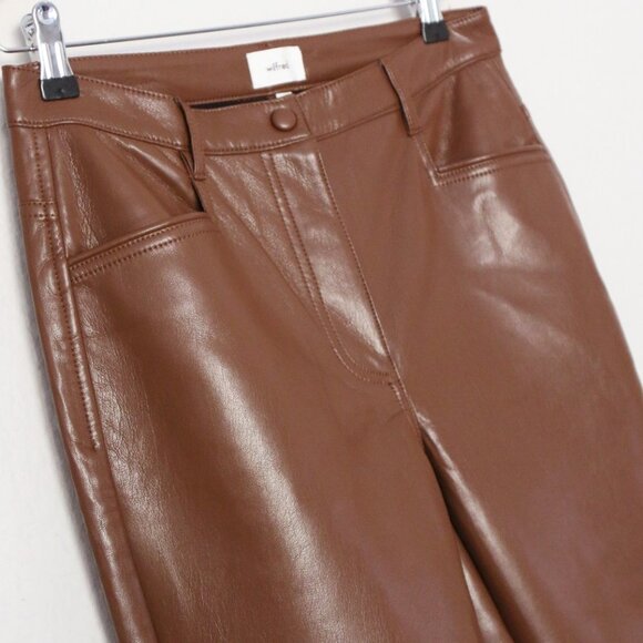 Wilfred Aritzia Beatrix Pants in Cognac Vegan Faux Leather Flared Pants 6 $148 - Picture 6 of 16